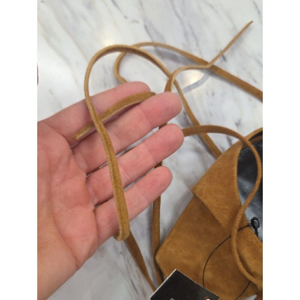 Saint Laurent Tan Suede Lace-Up Sandal with Lilac Block Heel - Picture 8 of 9